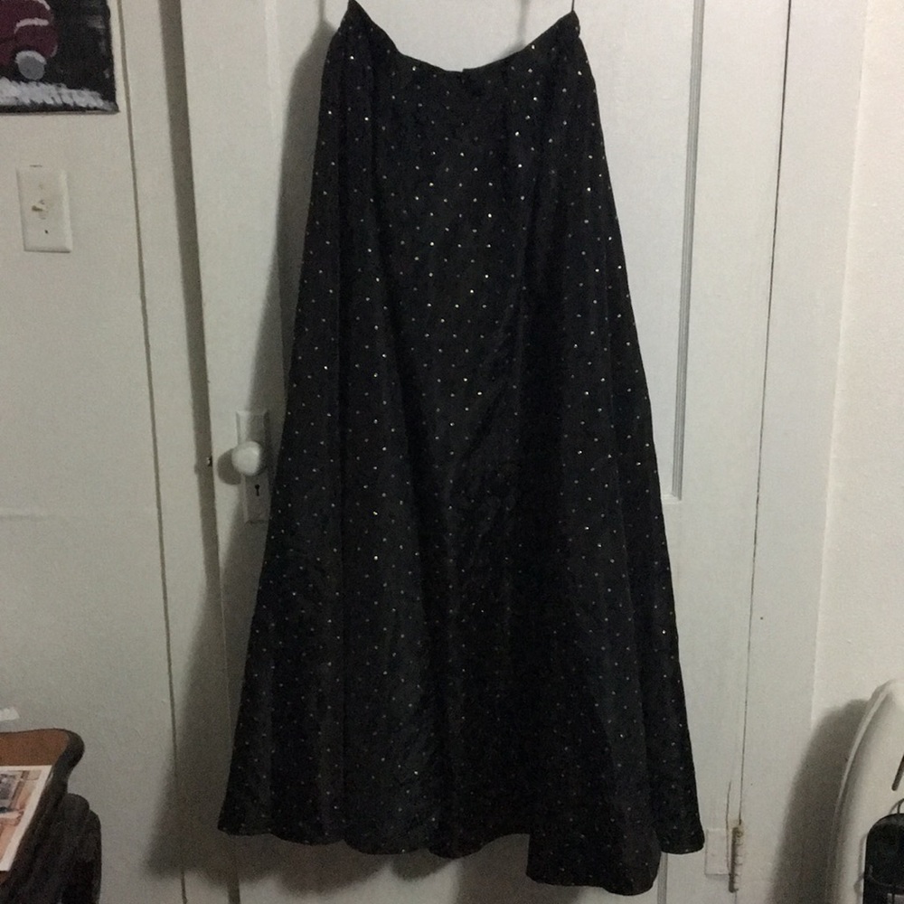 Black Evening Skirt with Gold Polka Dot